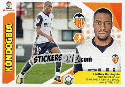 Sticker 48 Kondogbia (Valencia CF) - Liga Spagnola 2017-2018 n. 738 - Colecciones ESTE