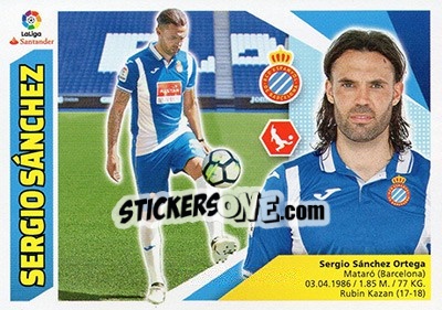 Sticker 49 Sergio Sánchez (RCD Espanyol) - Liga Spagnola 2017-2018 - Colecciones ESTE