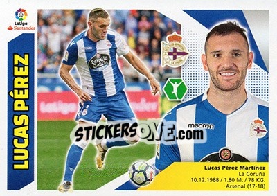 Sticker 58 Lucas Pérez (Deportivo La Coruña) - Liga Spagnola 2017-2018 n. 748 - Colecciones ESTE
