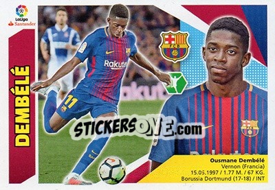 Sticker 60 Ousmane Dembélé (FC Barcelona) - Liga Spagnola 2017-2018 - Colecciones ESTE