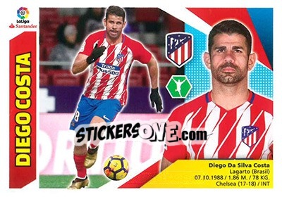 Sticker Diego Costa - Liga Spagnola 2017-2018 n. T6 - Colecciones ESTE