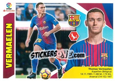 Sticker Vermaelen - Liga Spagnola 2017-2018 - Colecciones ESTE
