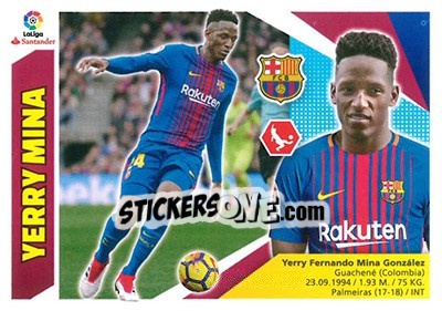 Sticker Yerry Mina - Liga Spagnola 2017-2018 - Colecciones ESTE