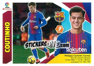 Sticker Coutinho - Liga Spagnola 2017-2018 n. T9 - Colecciones ESTE