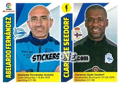 Sticker Abelardo Fernández / Clarence Seedorf - Liga Spagnola 2017-2018 n. T40 - Colecciones ESTE