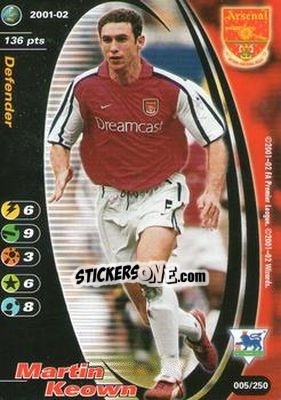 Sticker Martin Keown - Football Champions England 2001-2002 n. 5 - Wizards of The Coast