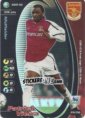 Sticker Patrick Vieira - Football Champions England 2001-2002 n. 10 - Wizards of The Coast