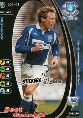 Sticker Scot Gemmill - Football Champions England 2001-2002 n. 92 - Wizards of The Coast
