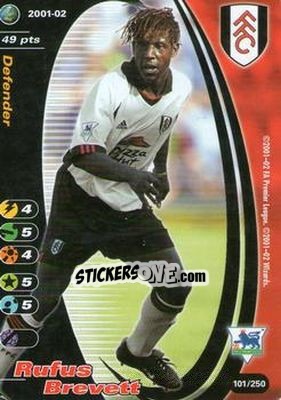 Cromo Rufus Brevett - Football Champions England 2001-2002 n. 101 - Wizards of The Coast