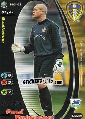 Sticker Paul Robinson - Football Champions England 2001-2002 n. 125 - Wizards of The Coast
