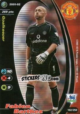 Sticker Fabien Barthez - Football Champions England 2001-2002 n. 162 - Wizards of The Coast