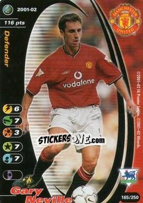 Sticker Gary Neville - Football Champions England 2001-2002 n. 165 - Wizards of The Coast