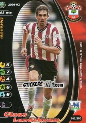 Sticker Claus Lundekvam - Football Champions England 2001-2002 n. 202 - Wizards of The Coast