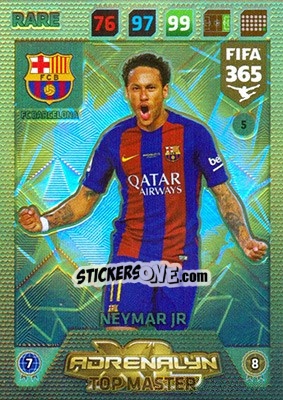 Sticker Neymar Jr. - FIFA 365: 2017-2018. Adrenalyn XL n. 5 - Panini