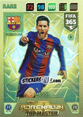 Sticker Lionel Messi - FIFA 365: 2017-2018. Adrenalyn XL n. 6 - Panini