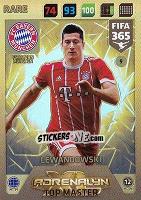 Sticker Robert Lewandowski - FIFA 365: 2017-2018. Adrenalyn XL n. 9 - Panini