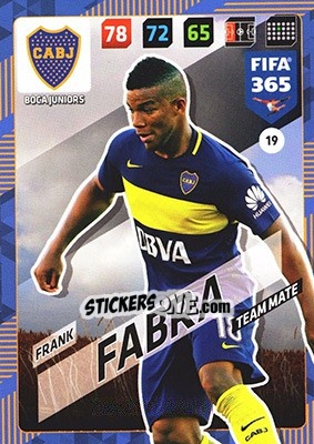 Sticker Frank Fabra - FIFA 365: 2017-2018. Adrenalyn XL n. 19 - Panini