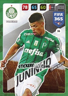 Sticker Juninho - FIFA 365: 2017-2018. Adrenalyn XL n. 36 - Panini
