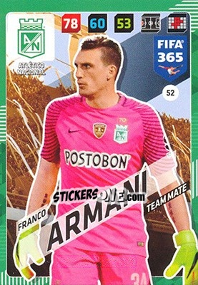 Sticker Franco Armani - FIFA 365: 2017-2018. Adrenalyn XL n. 52 - Panini