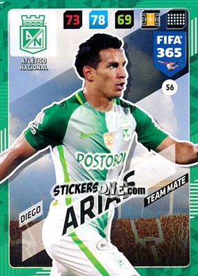 Sticker Diego Arias - FIFA 365: 2017-2018. Adrenalyn XL n. 56 - Panini
