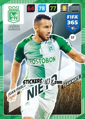 Sticker Juan Pablo Nieto - FIFA 365: 2017-2018. Adrenalyn XL - Panini