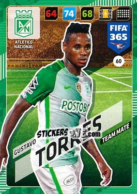 Sticker Gustavo Torres - FIFA 365: 2017-2018. Adrenalyn XL n. 60 - Panini