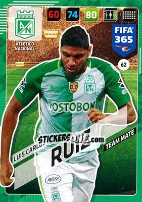 Sticker Luis Carlos Ruiz - FIFA 365: 2017-2018. Adrenalyn XL n. 62 - Panini