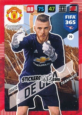 Sticker David de Gea - FIFA 365: 2017-2018. Adrenalyn XL n. 70 - Panini