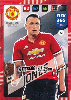 Sticker Phil Jones - FIFA 365: 2017-2018. Adrenalyn XL n. 72 - Panini