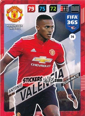 Sticker Antonio Valencia - FIFA 365: 2017-2018. Adrenalyn XL n. 74 - Panini
