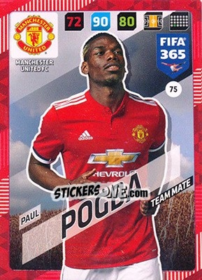 Sticker Paul Pogba - FIFA 365: 2017-2018. Adrenalyn XL n. 75 - Panini