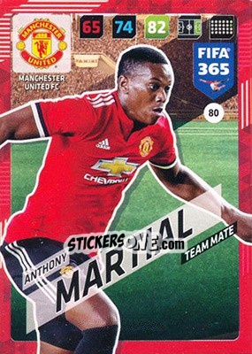 Sticker Anthony Martial - FIFA 365: 2017-2018. Adrenalyn XL n. 80 - Panini