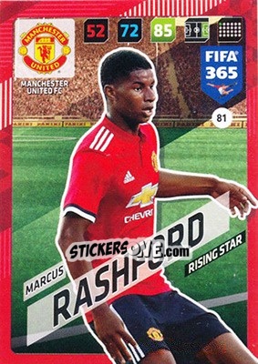 Sticker Marcus Rashford - FIFA 365: 2017-2018. Adrenalyn XL n. 81 - Panini