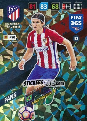 Sticker Filipe Luís - FIFA 365: 2017-2018. Adrenalyn XL n. 83 - Panini