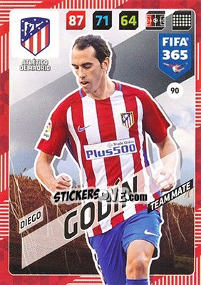 Sticker Diego Godín - FIFA 365: 2017-2018. Adrenalyn XL n. 90 - Panini