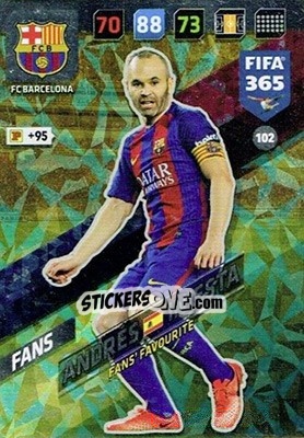 Sticker Andrés Iniesta - FIFA 365: 2017-2018. Adrenalyn XL n. 102 - Panini