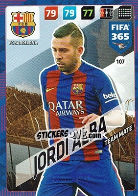 Sticker Jordi Alba - FIFA 365: 2017-2018. Adrenalyn XL n. 107 - Panini