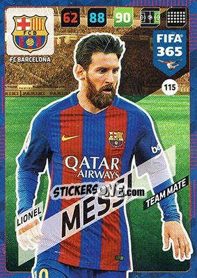 Sticker Lionel Messi - FIFA 365: 2017-2018. Adrenalyn XL n. 115 - Panini