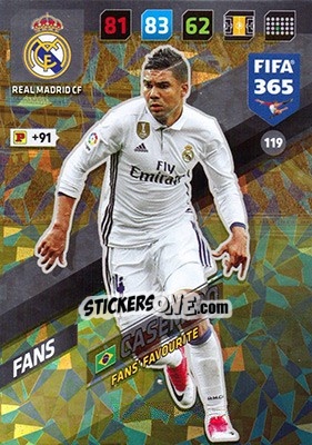 Sticker Casemiro - FIFA 365: 2017-2018. Adrenalyn XL n. 119 - Panini