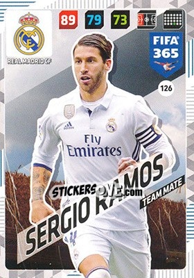 Sticker Sergio Ramos - FIFA 365: 2017-2018. Adrenalyn XL n. 126 - Panini