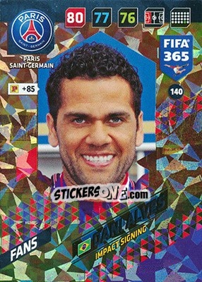 Sticker Dani Alves - FIFA 365: 2017-2018. Adrenalyn XL n. 140 - Panini