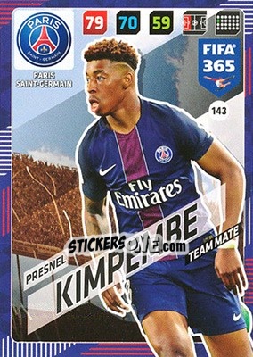 Sticker Presnel Kimpembe - FIFA 365: 2017-2018. Adrenalyn XL n. 143 - Panini