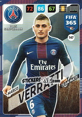 Sticker Marco Verratti - FIFA 365: 2017-2018. Adrenalyn XL n. 147 - Panini