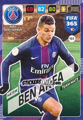 Sticker Hatem Ben Arfa - FIFA 365: 2017-2018. Adrenalyn XL n. 151 - Panini