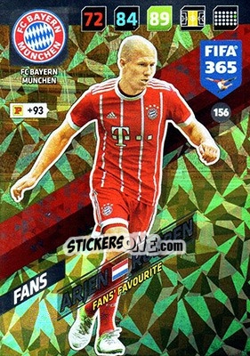 Sticker Arjen Robben - FIFA 365: 2017-2018. Adrenalyn XL n. 156 - Panini