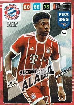 Sticker David Alaba - FIFA 365: 2017-2018. Adrenalyn XL n. 162 - Panini