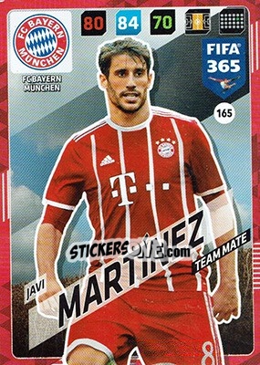 Cromo Javi Martínez - FIFA 365: 2017-2018. Adrenalyn XL n. 165 - Panini