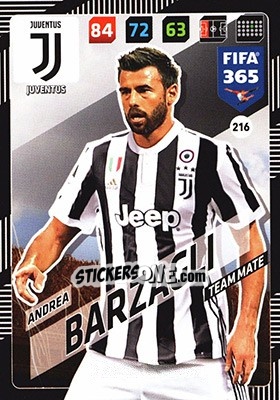 Sticker Andrea Barzagli - FIFA 365: 2017-2018. Adrenalyn XL n. 216 - Panini