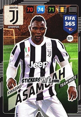 Sticker Kwadwo Asamoah - FIFA 365: 2017-2018. Adrenalyn XL n. 221 - Panini
