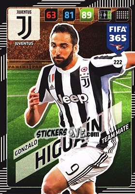 Sticker Gonzalo Higuaín - FIFA 365: 2017-2018. Adrenalyn XL n. 222 - Panini